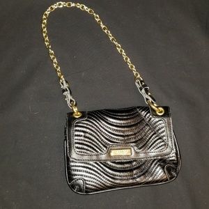 Black Versace Perfumes Gold Chain Clutch